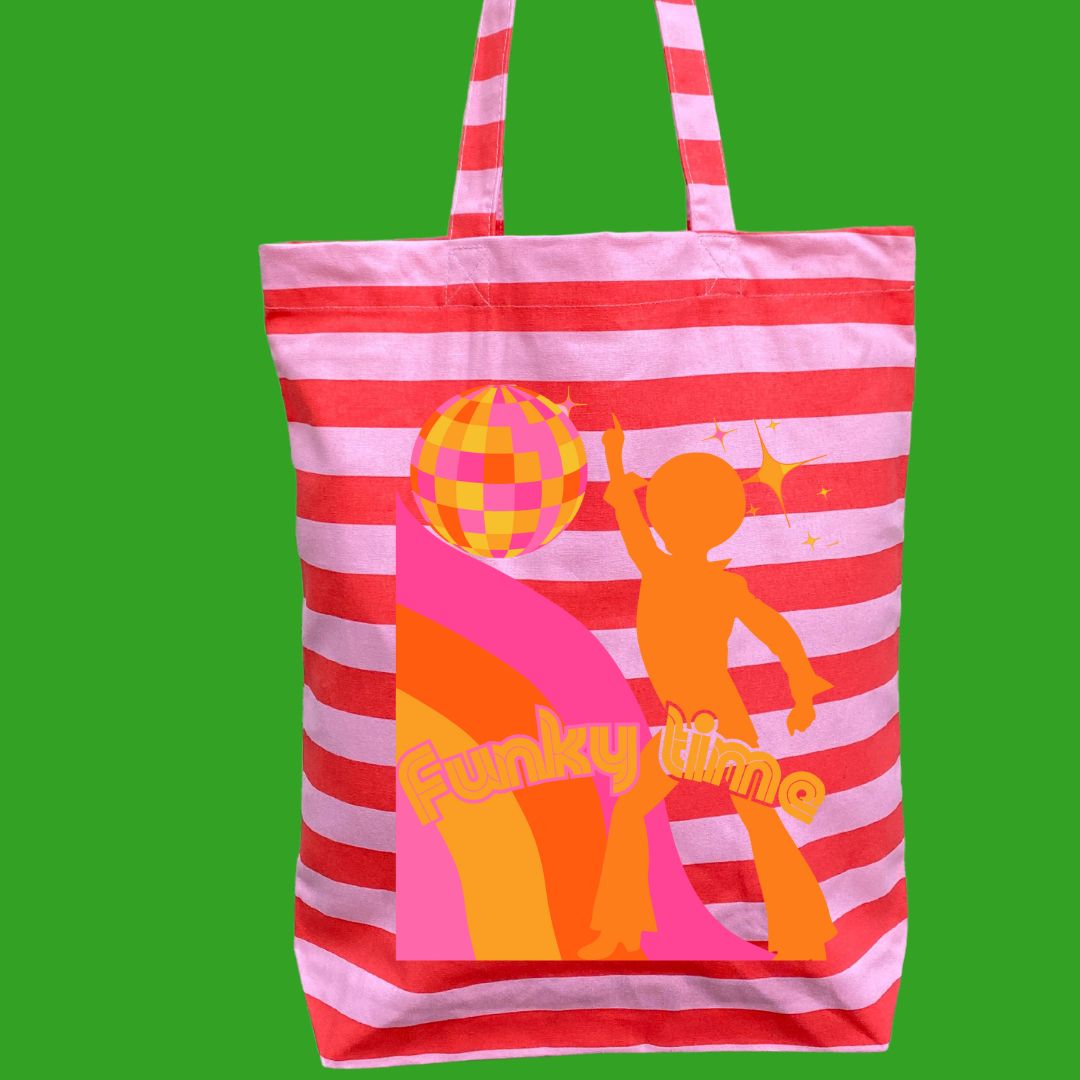 Tote bag gestreept Funky time