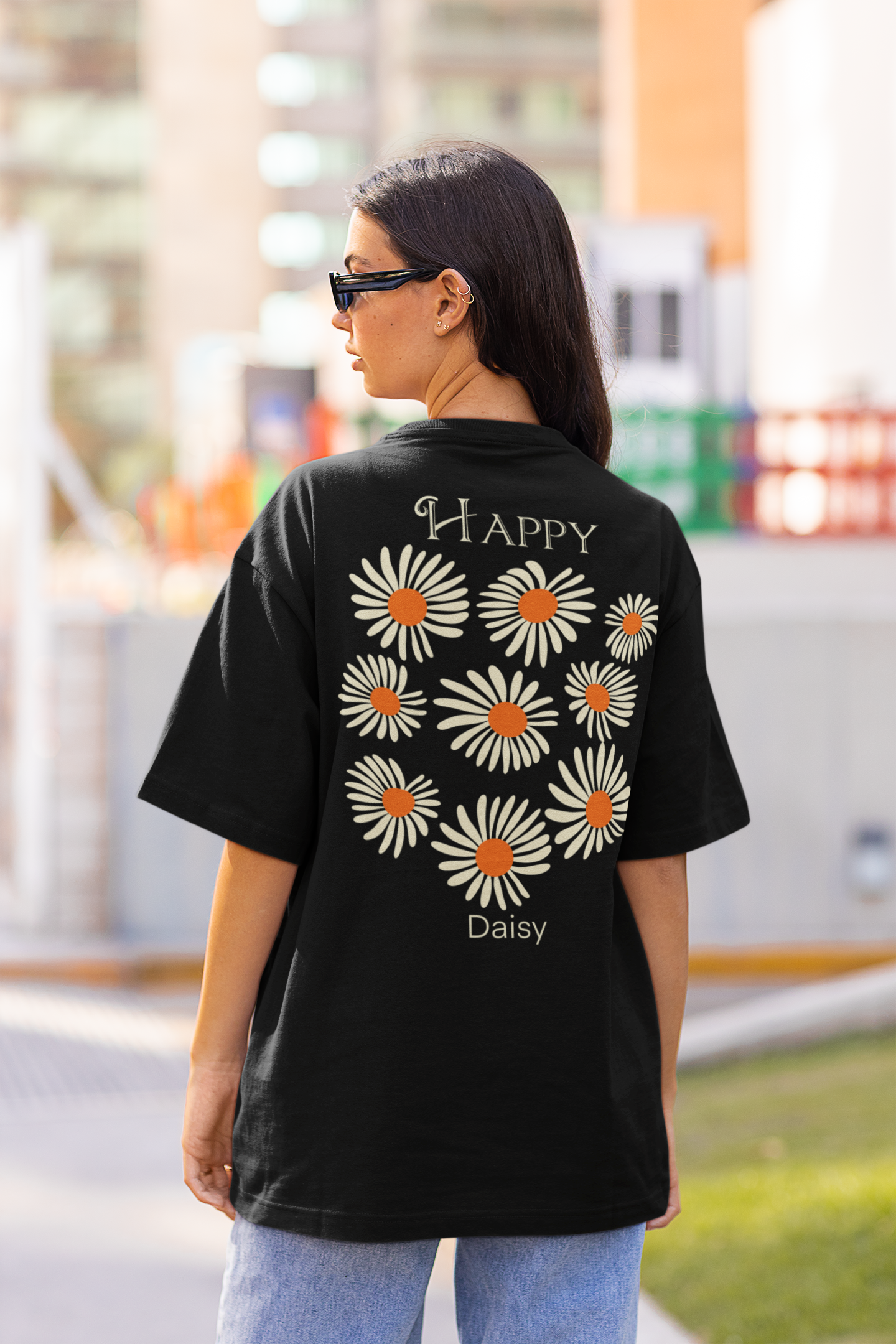 Happy daisies print achter