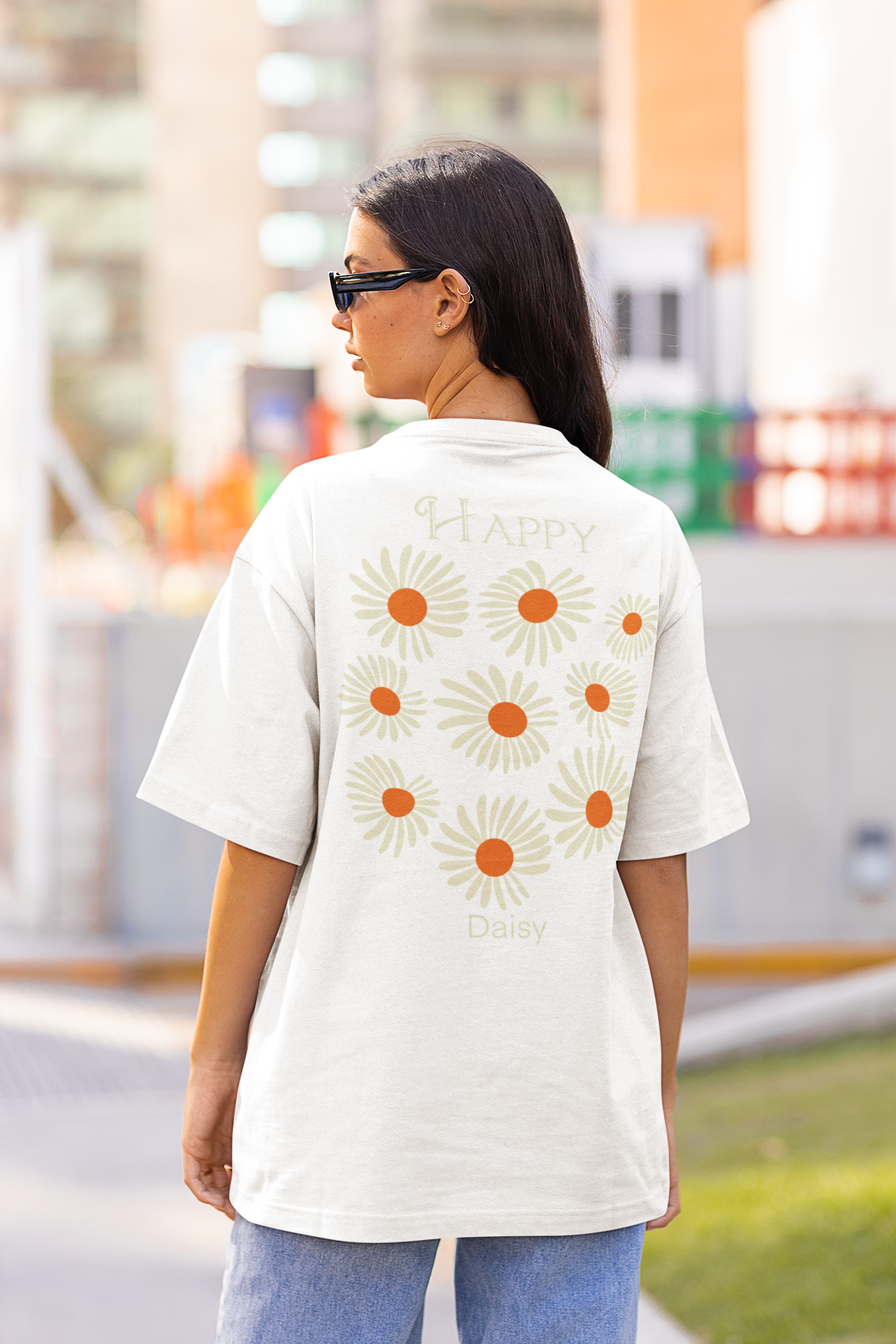 Happy daisies print achter