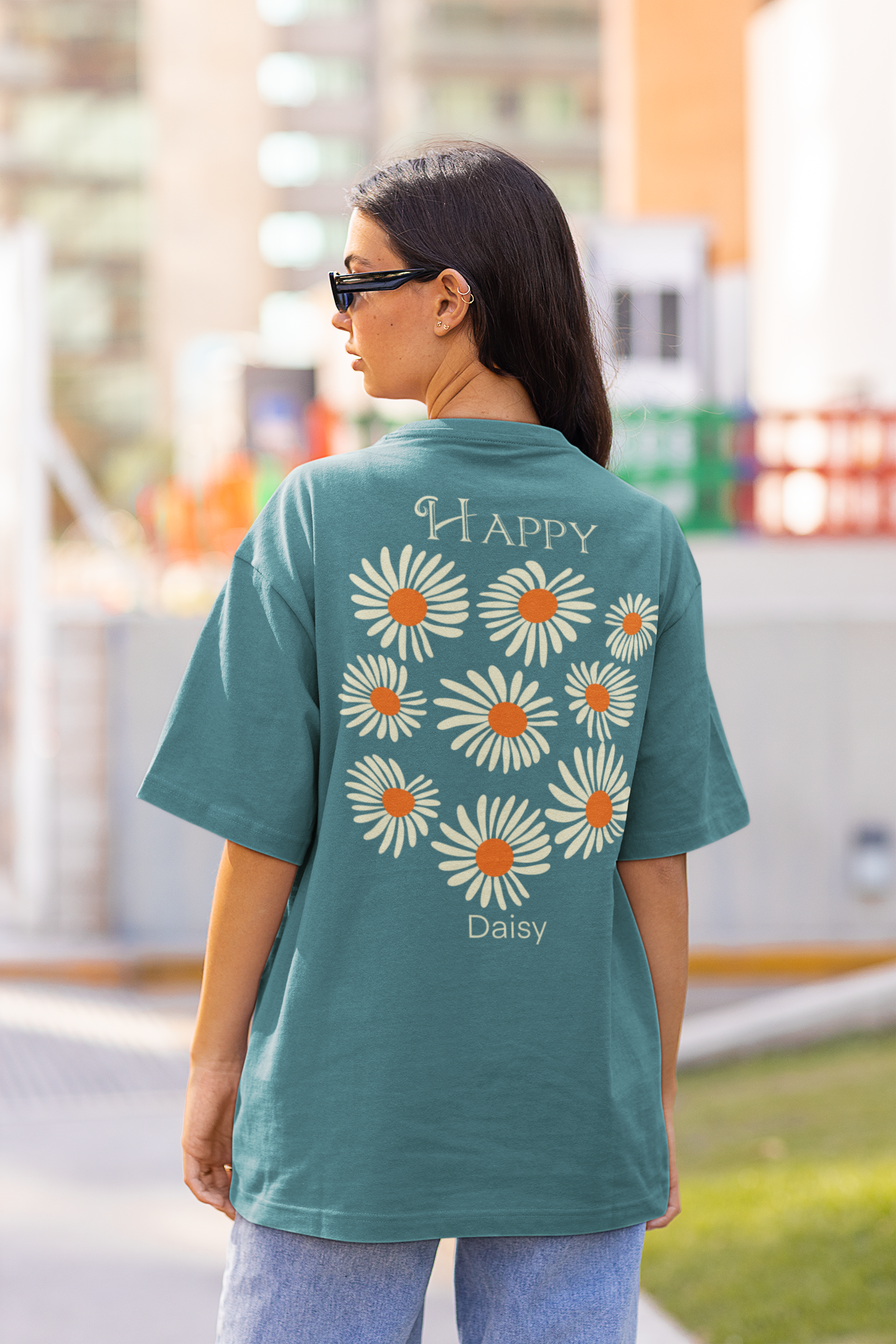Happy daisies print achter
