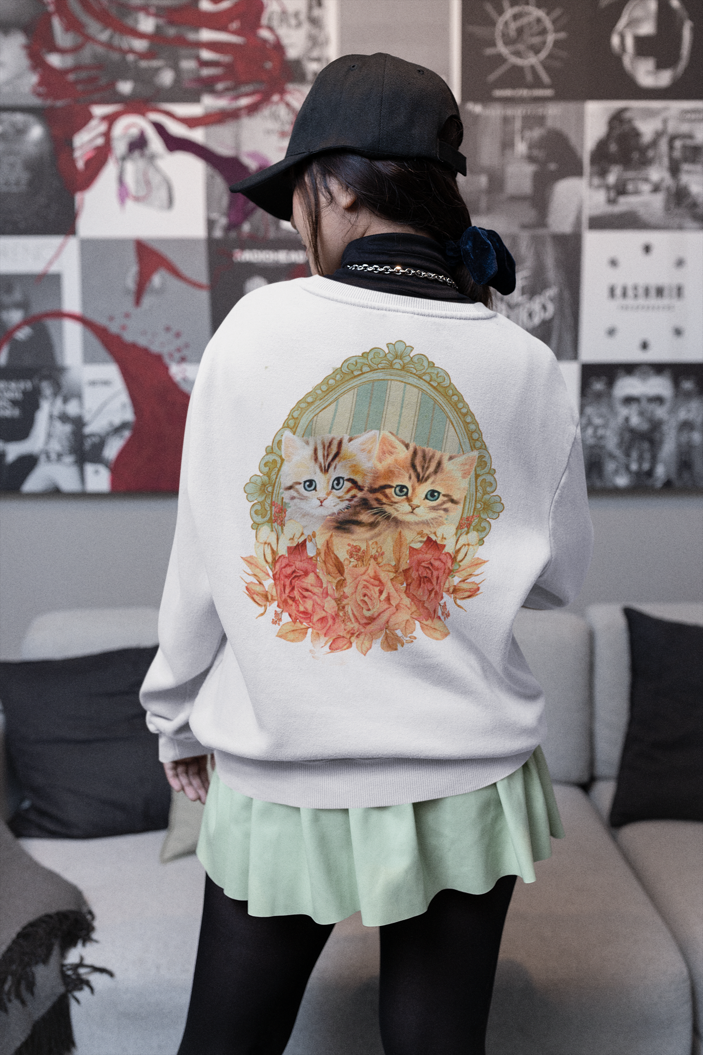 Vintage Kitten print achter