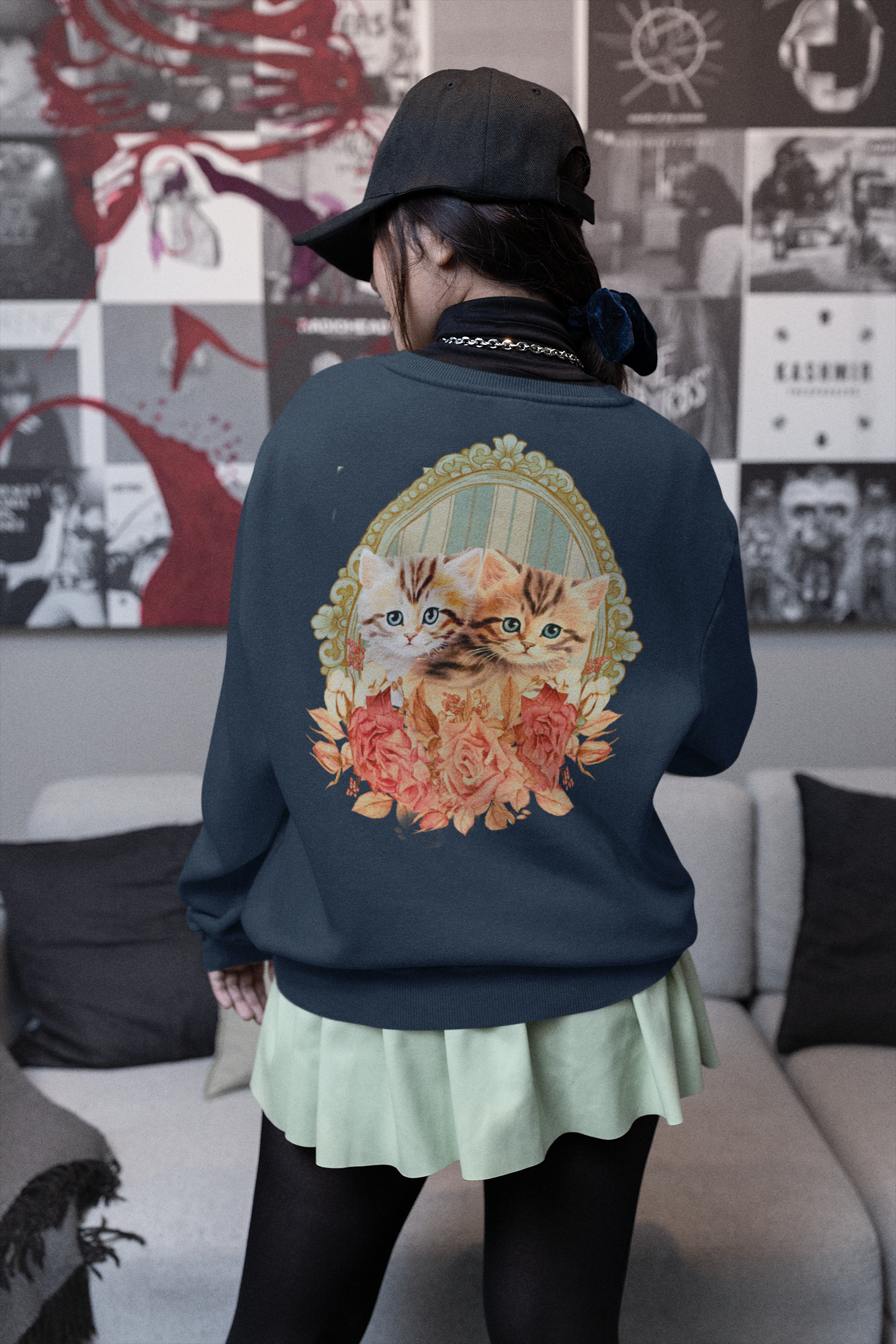 Vintage Kitten print achter