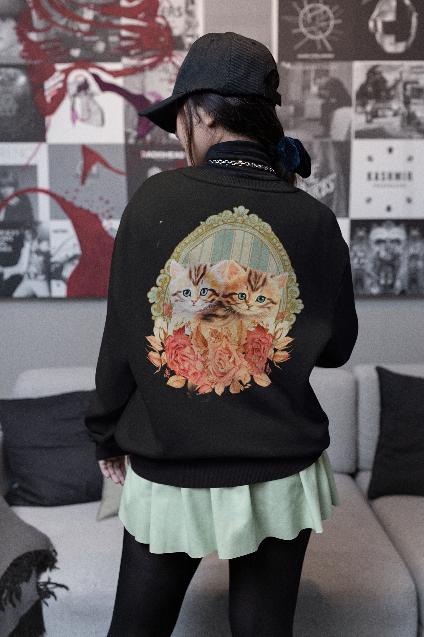 Vintage Kitten print achter