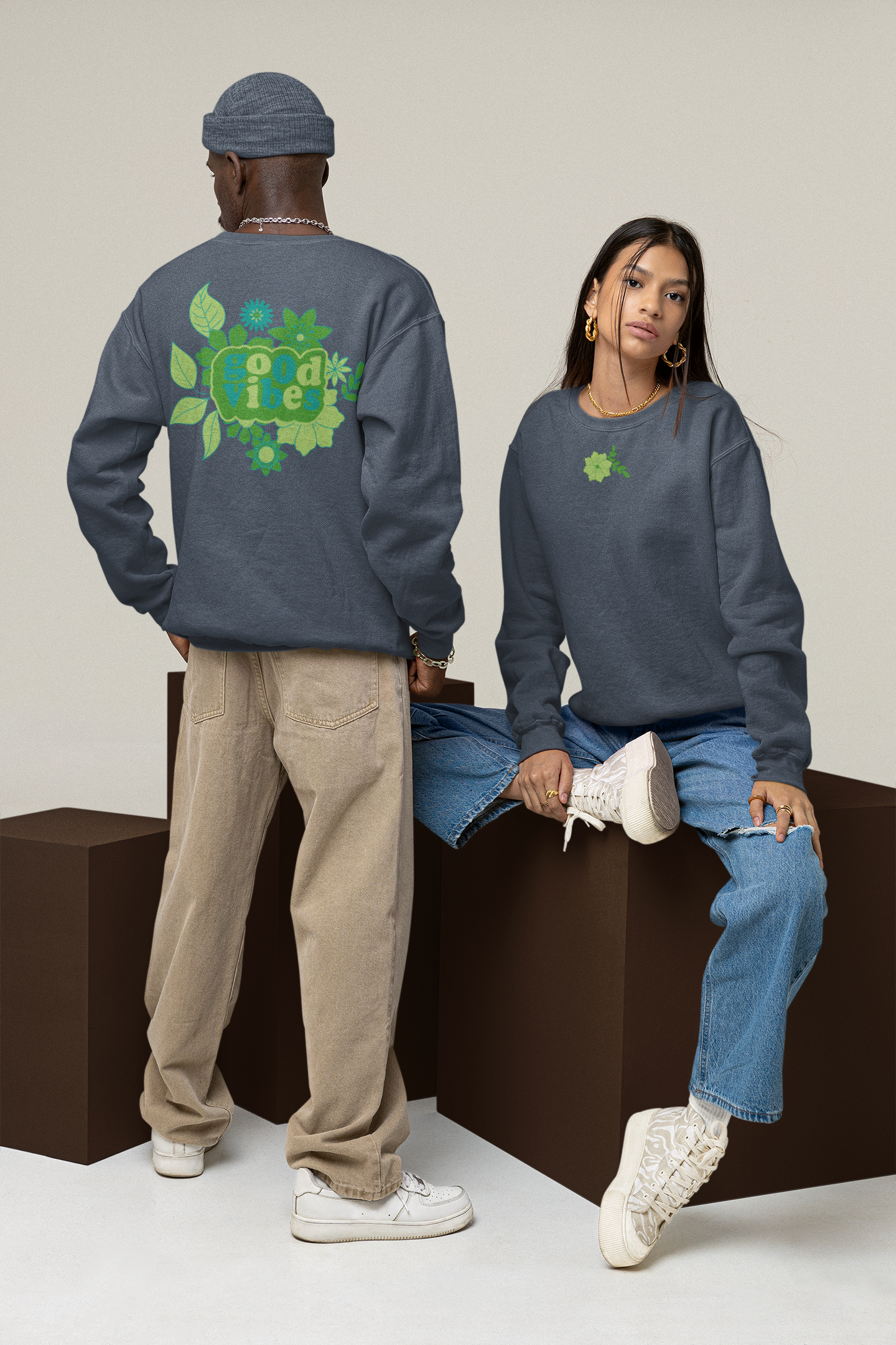 Good Vibes green print achter