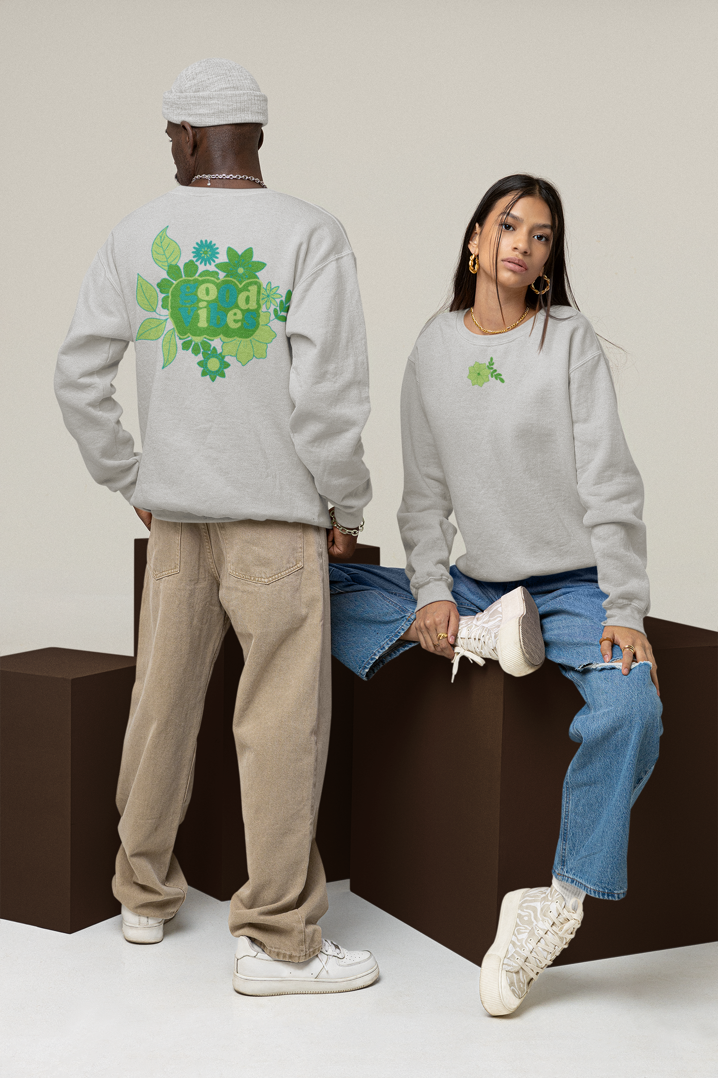 Good Vibes green print achter