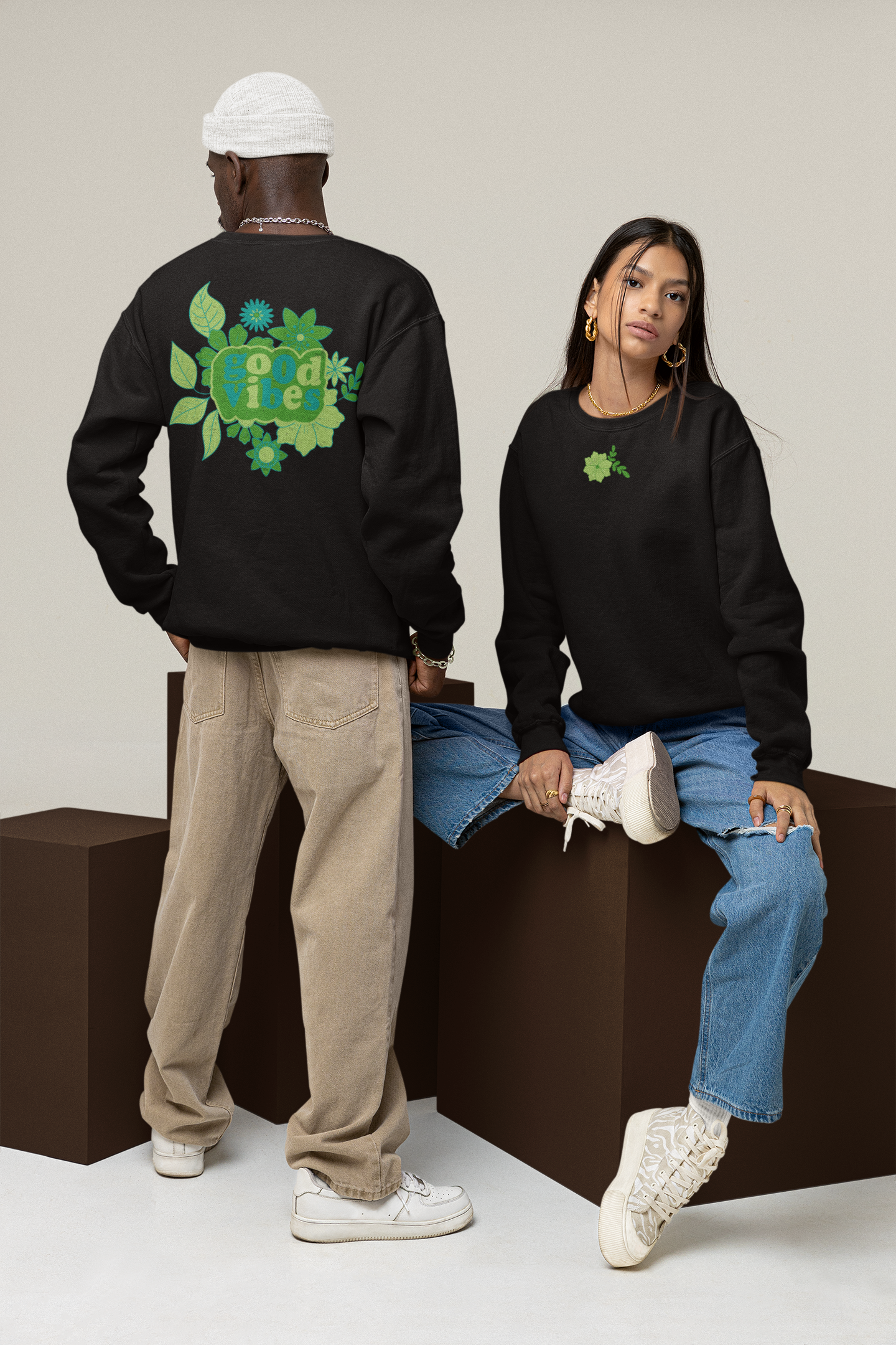 Good Vibes green print achter