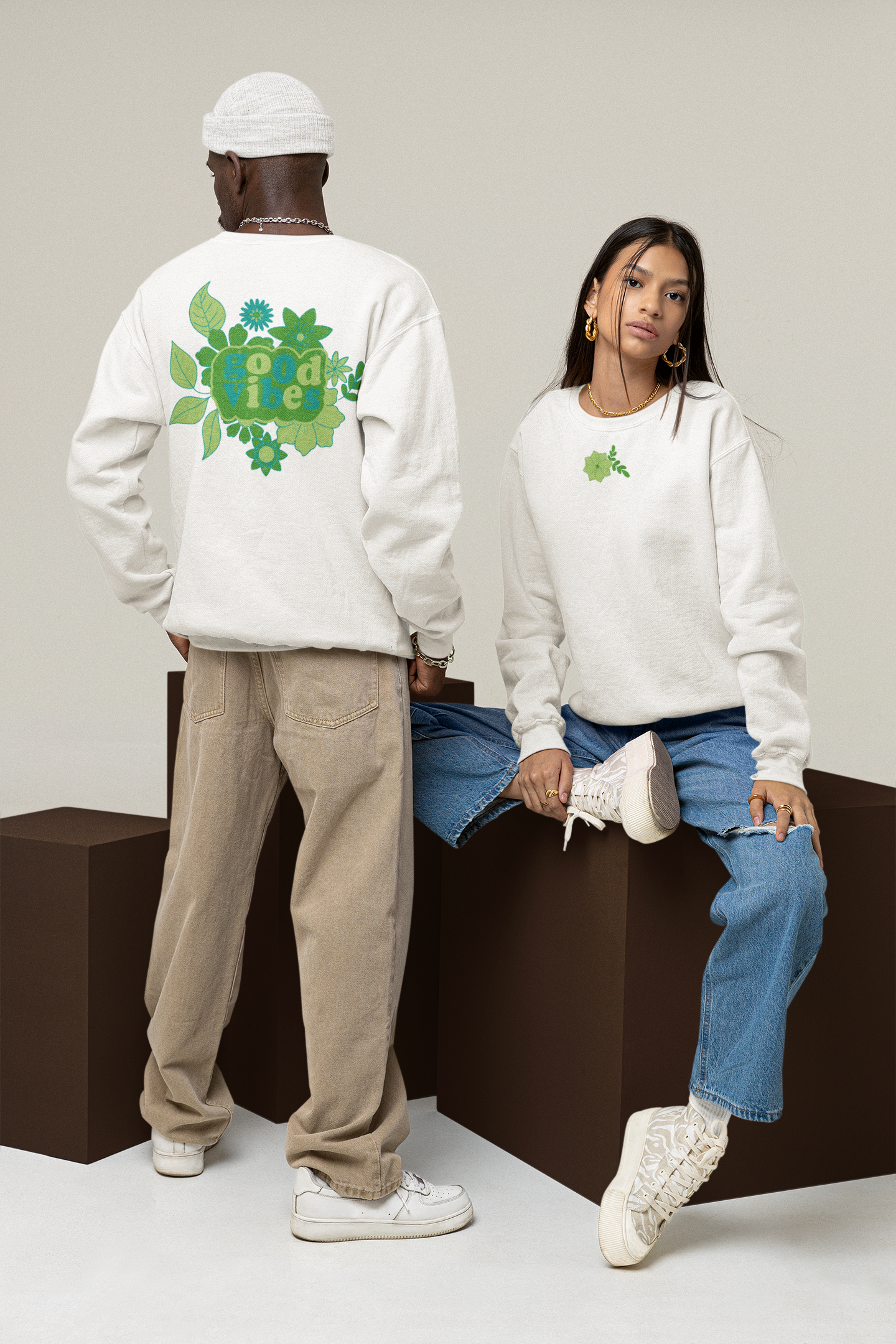 Good Vibes green print achter
