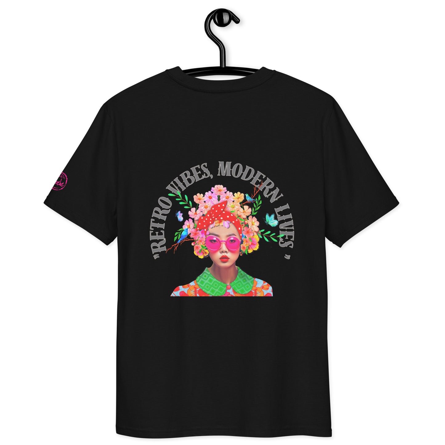 "Retro Vibes, Modern Lives" print achter