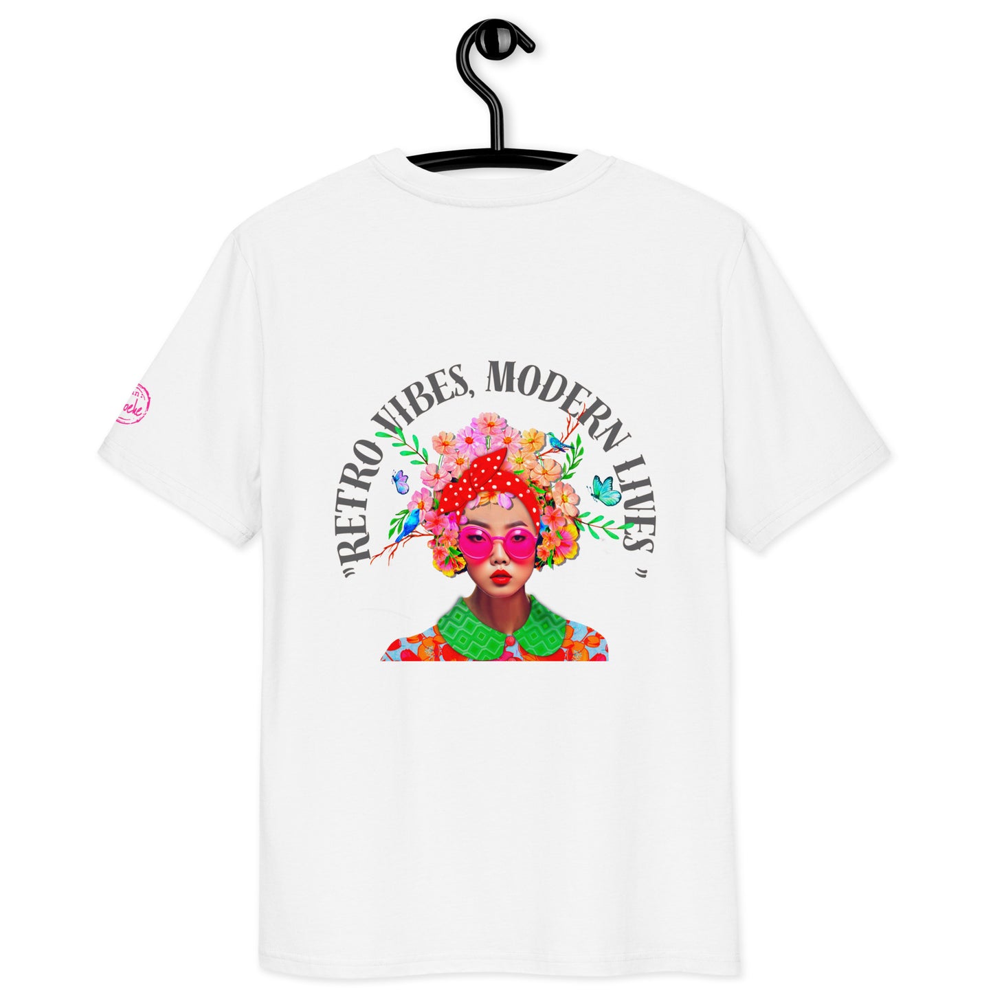 "Retro Vibes, Modern Lives" print achter
