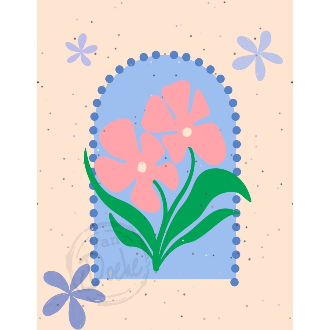 Illustratie Ansichtkaart –FLOWER- Van Doeke