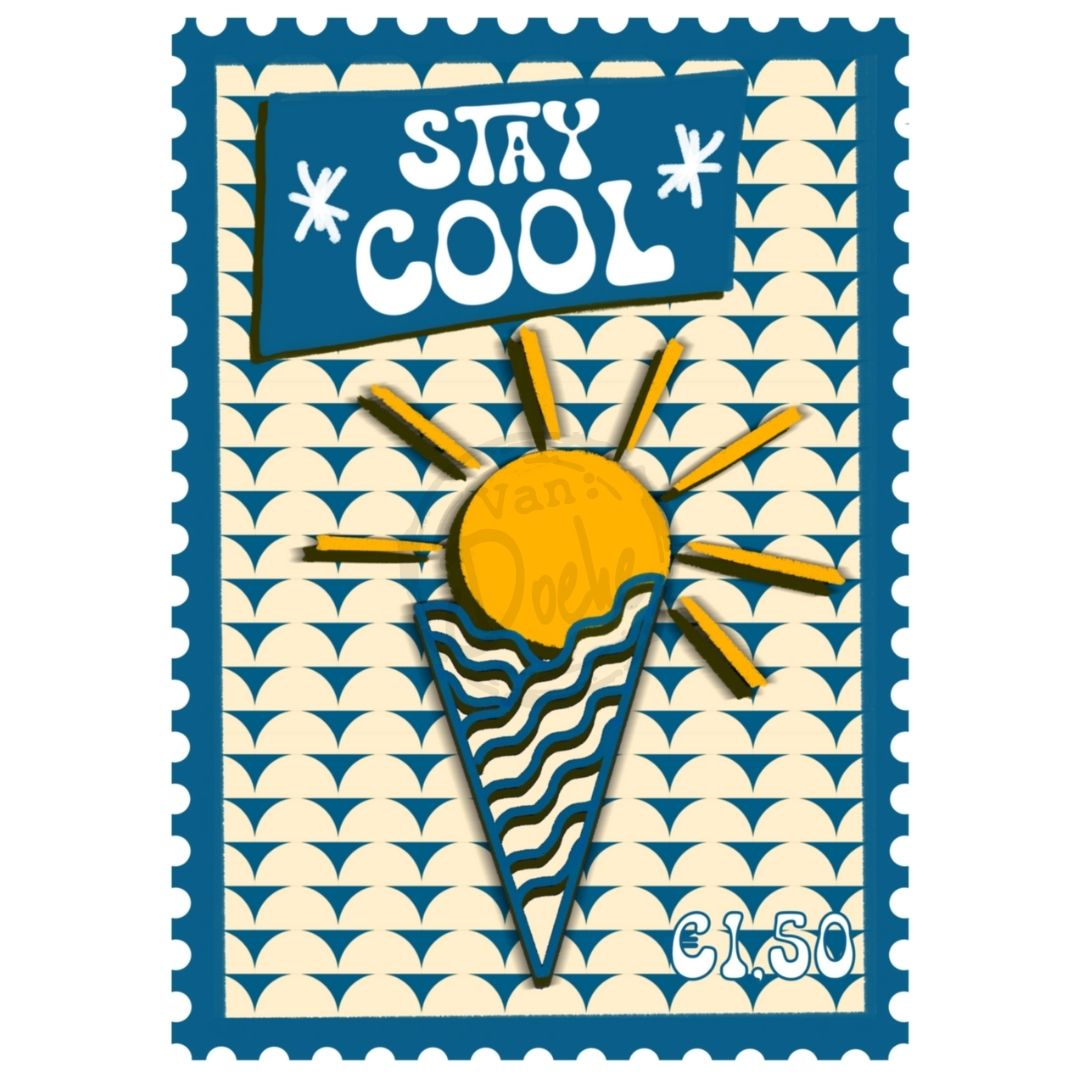 Illustratie Ansichtkaart –STAY COOL- Van Doeke