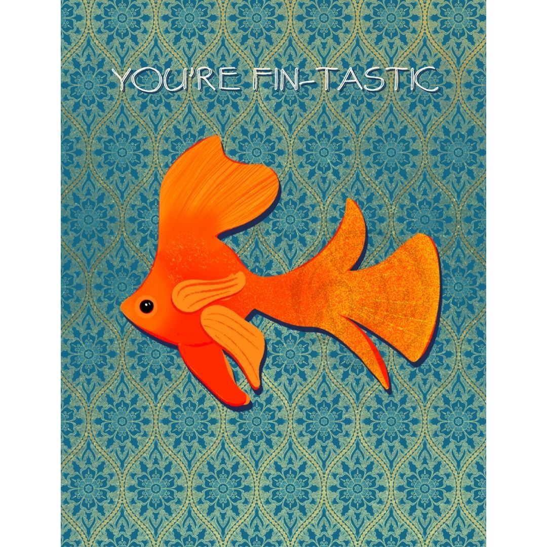 Illustratie Ansichtkaart –`GOLDEN FISH- Van Doeke