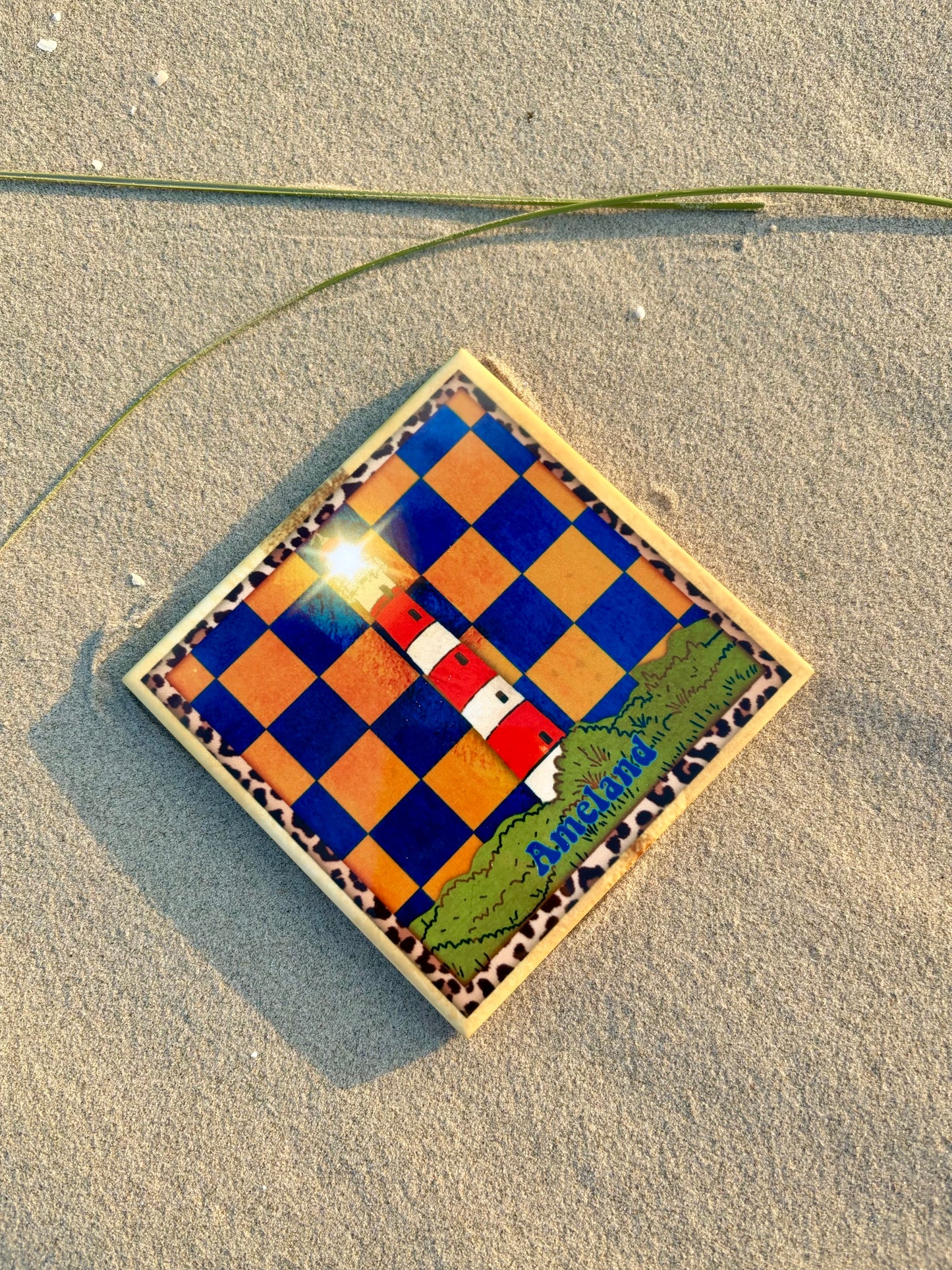 Tegeltje vuurtoren Ameland blauw