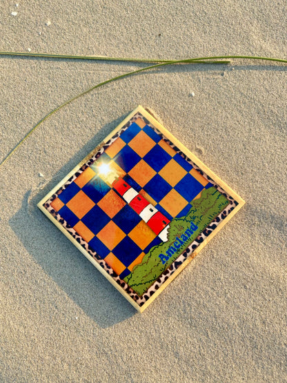 Tegeltje vuurtoren Ameland blauw