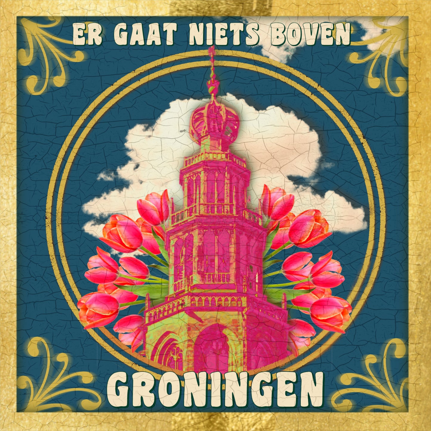 Tegeltje Martini toren blue